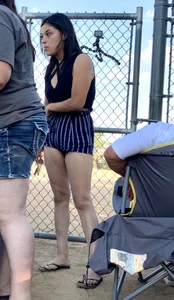 Latina Showing Cheeks at Baseball (Not OC)