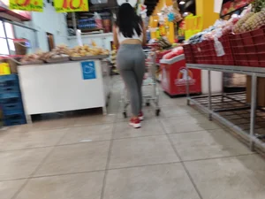 Big Hot Ass in Grey Pants at the Supermarket
