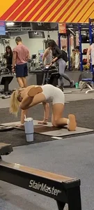 Awesome Sweaty Candid Girl in Spandex Shorts Working Out at the Gym
