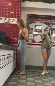 Oblivious teens in line