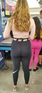 Fit girl in Nike black leggings at Walmart