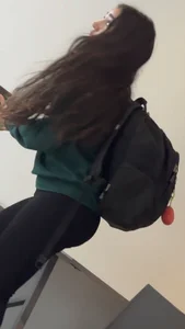 Pretty Arab College Girl’s Red Panties Are Showing Through Her Leggings