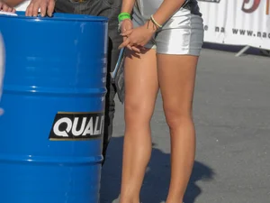 Car show models in sexy short outfits