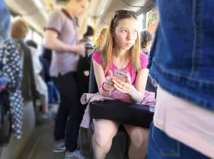Girl in a Public Train Candid Photo