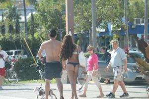 Sexy Florida beach bikini girls, some topless