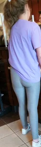 Skinny babe with a nice tight ass in grey leggings