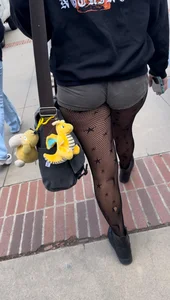 [OC] Cute Goth Booty in Short Shorts and Fishnets