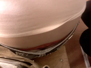 Whale-Tail Panties Seen From Under Jeans of a College Girl Closeup Creepshot
