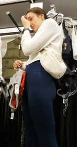 Very Cute Girl with Nice Body in Tight Blue Leggings with VTL