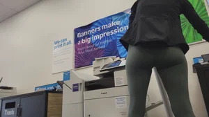 Green Lululemons Bent Over at Fedex