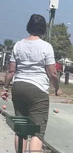 Fat mature with a big ass in short pants street creepshot