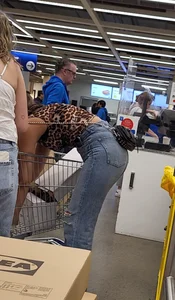 Ikea Trip 3 hot girls in tight jeans Nerdy leopard bendover faceshot smile at camera (Megapost)