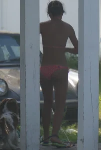 A hot teen neighbor in various bikinis