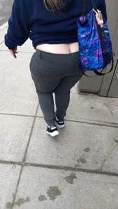 Chubby Girl with Pants Pulled Down Street Candid Photos