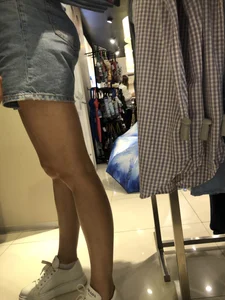 Hot Candid Booty And Legs in a Denim Skirt Store Creepshots