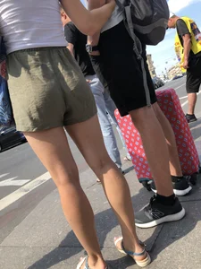 Hot Girl In Shorts Street Crosswalk Creepshots Gallery - Closeups of Her Gorgeous Legs