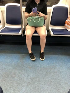 Cute Girl in Shorts  and Nice Legs Subway Train Candid