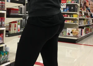 Target blonde milf shopping in tight leggings with a nice ass