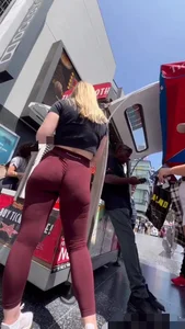 Blonde PAWG in Red Leggings So Sexy (Not OC)