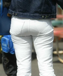 Ok Ass in White Pants on the Street Closeup Creepshot