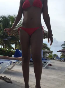 Black friends at the pool in bikinis