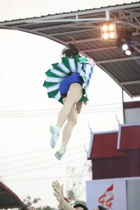 Bunch of athletic Thai cheerleaders at a competition