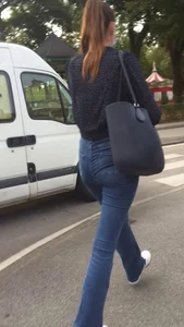 Tall teen with tight jeans pants early in the morning