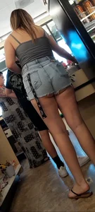 Pawg with cheeks hanging out of her shorts