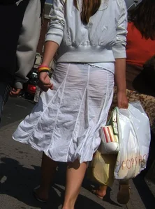 Milf in Seethrough Long Skirt VPL Street Creepshot