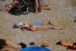 Nude beach girls in Baska, Croatia