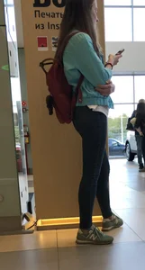 Skinny candid teen in tight jeans