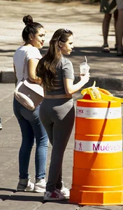 Big Chubby Booty in Grey Tights on the Street Creepshots Collection