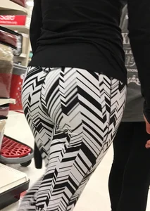 Black and white patterned leggings booty on cute girl at Target