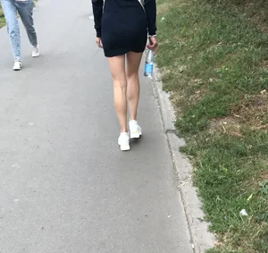 Girl With Hot Skinny Legs in a Dress Street Creepshots