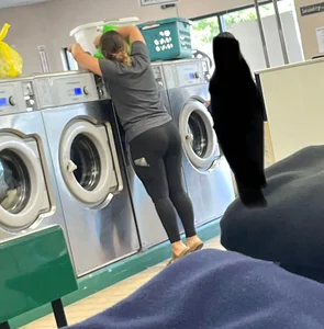 Fat booty doing laundry