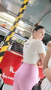 Super cute MEGABABE in pink leggings with bubble butt!