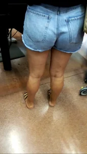 Milf’s Ass in Jeans Shorts and Legs at a Supermarket Creepshots Series