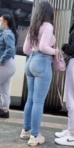 Tight blue jeans