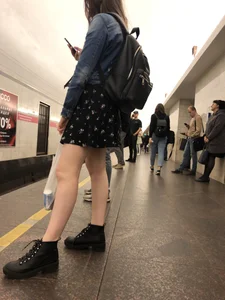 Girl in a Skirt with Hot Pale Legs Subway Creepshots