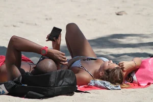 Big collection of various sexy girls on a beach in bikinis