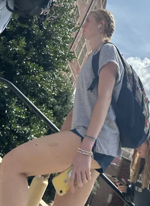 SIDE views of college girls walking to class showing legs and ass