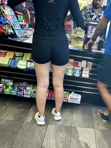 Sexy White Girl Showing VPL + Nice Ass (GasStation)