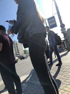 Candid Girl With a Perfect Ass in Tight Black Jeans Street Crosswalk Creepshots Collection