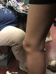 Amazing long and skinny legs (and feet in sandals) in subway