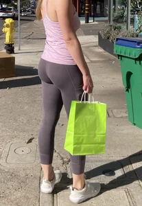 GF Purple leggings hugging ass to store