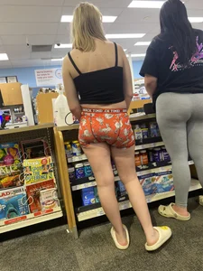 PSD shorts hugging her little ass