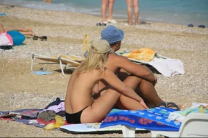 Nude beach girls in Baska, Croatia