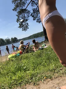 Girl With Tattooed Legs and Hot Ass in Swimsuit - Ass and Stomach Closeups