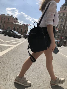 Teen in Pantyhose And a Mini-Skirt Street Crosswalk Creepshots Gallery
