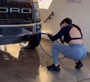 Latina Bubble Ass Washing Her Car